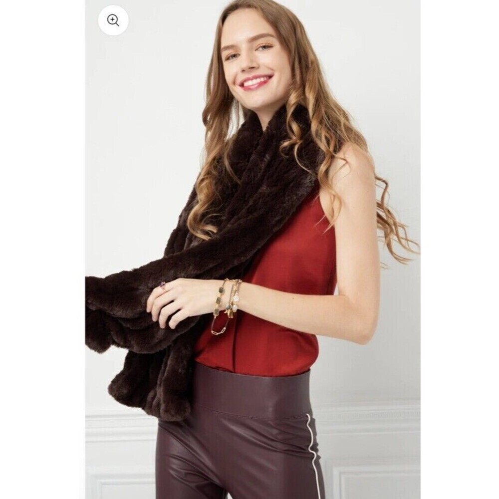 Tourance Long Scarf Chocolate Brown 7” x 57” Faux Fur